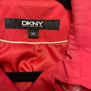 DKNY red trench coat.